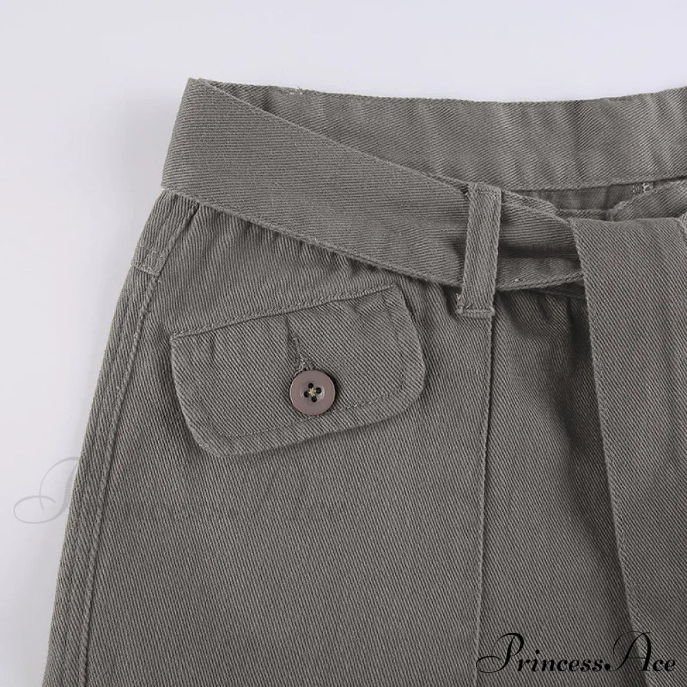 Cargo Streetwear Mom Pants Baggy Low Leg Waist 90S Denim Vintage Wide Jeans Trousers Trendy Korean