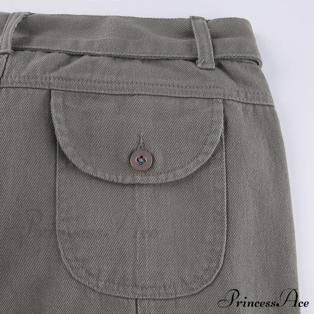 Cargo Streetwear Mom Pants Baggy Low Leg Waist 90S Denim Vintage Wide Jeans Trousers Trendy Korean