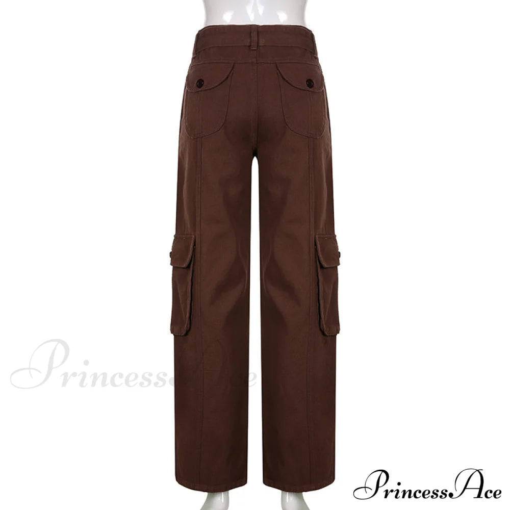 Cargo Streetwear Mom Pants Baggy Low Leg Waist 90S Denim Vintage Wide Jeans Trousers Trendy Korean