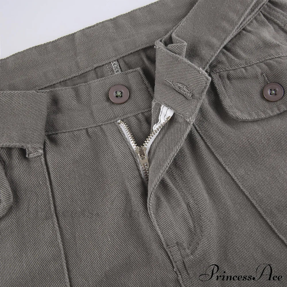 Cargo Streetwear Mom Pants Baggy Low Leg Waist 90S Denim Vintage Wide Jeans Trousers Trendy Korean