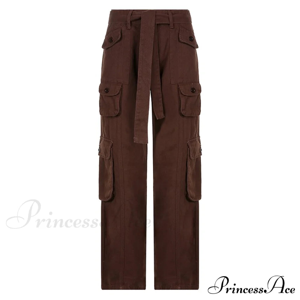 Cargo Streetwear Mom Pants Baggy Low Leg Waist 90S Denim Vintage Wide Jeans Trousers Trendy Korean