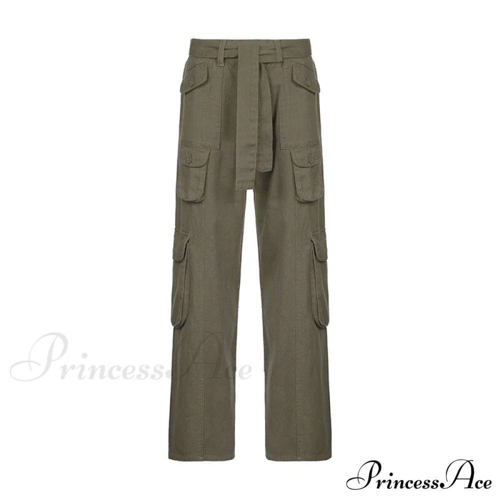 Cargo Streetwear Mom Pants Baggy Low Leg Waist 90S Denim Vintage Wide Jeans Trousers Trendy Korean