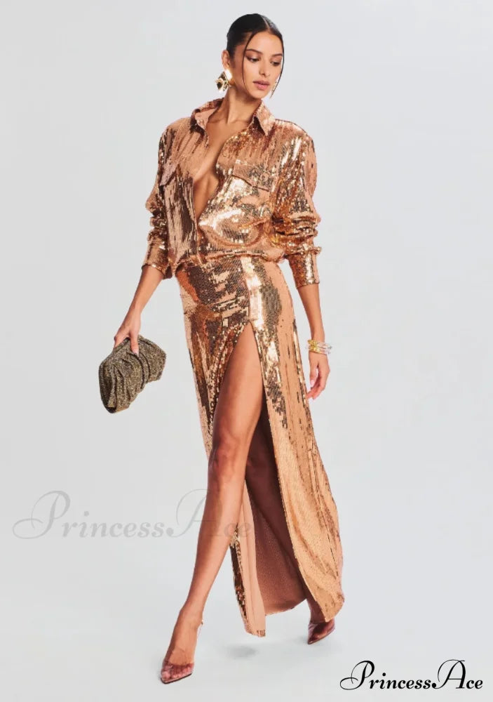 Carlotta Sequin Top Charming + Skirt Set