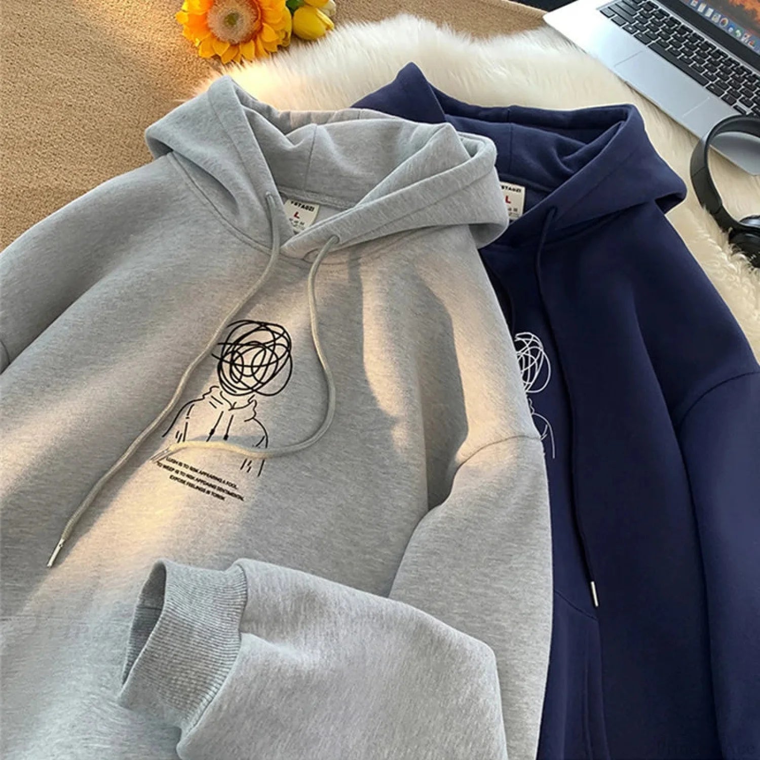 Cartoon Brainstorm Print Hip Hop Hoodie