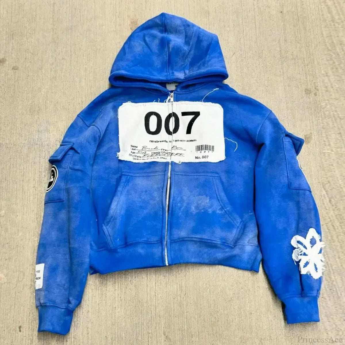 Cartoon Patch Embroidery Fashion Hoodie blue / M