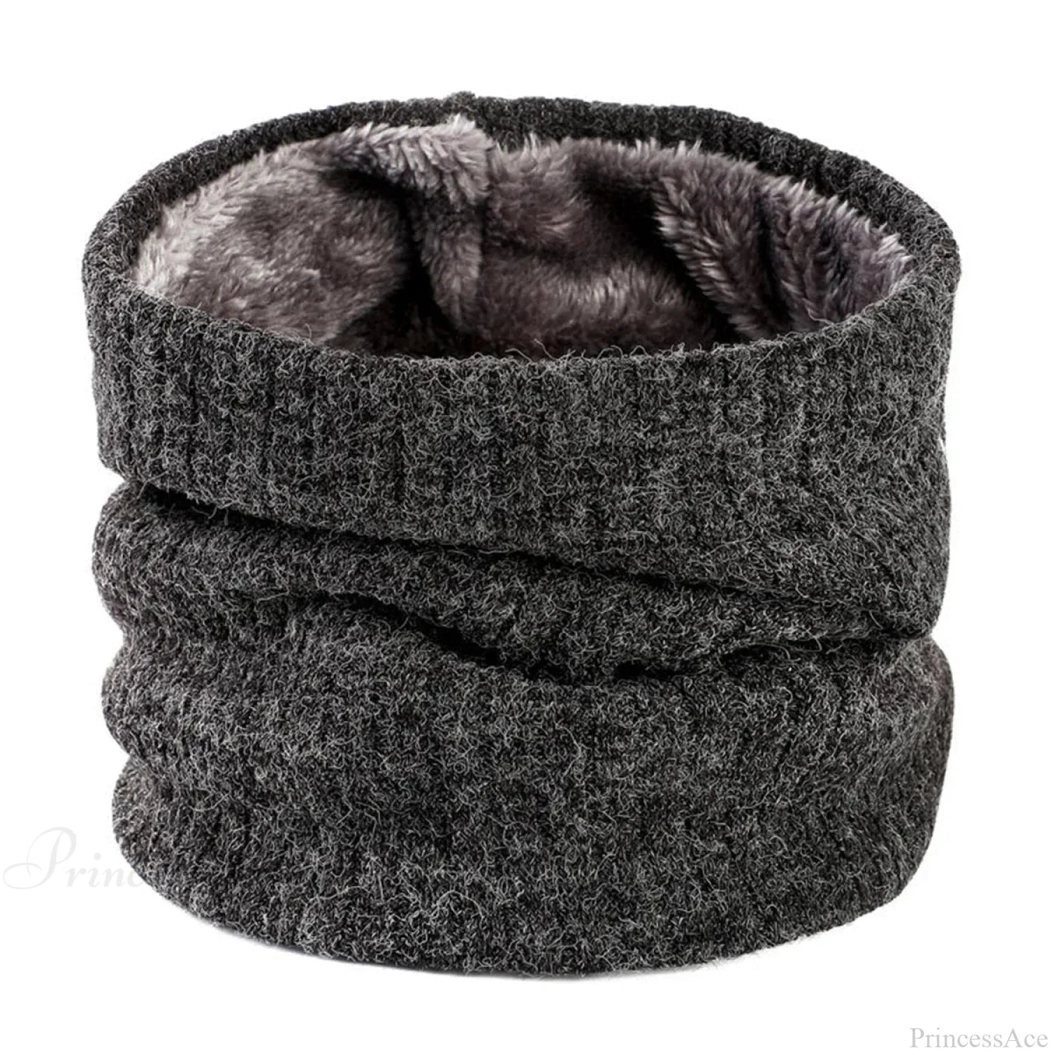 Cashmere Knit Ring Wool Neck Warmer Scarf For Women Dark Grey Scarfs-L