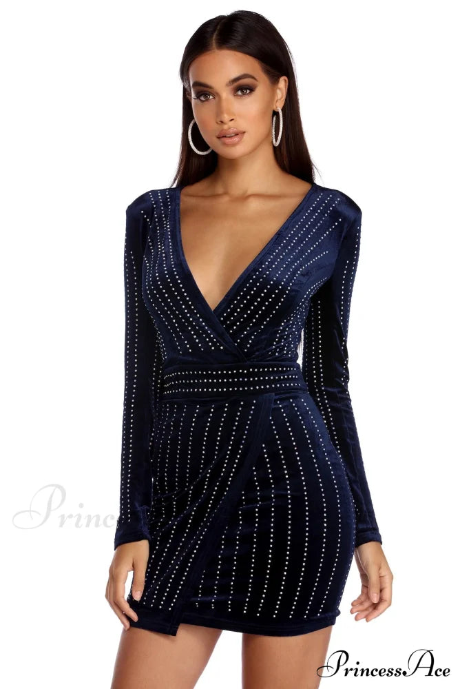 Cassie Velvet Stylish Wrap Dress S.o. Short Dresses
