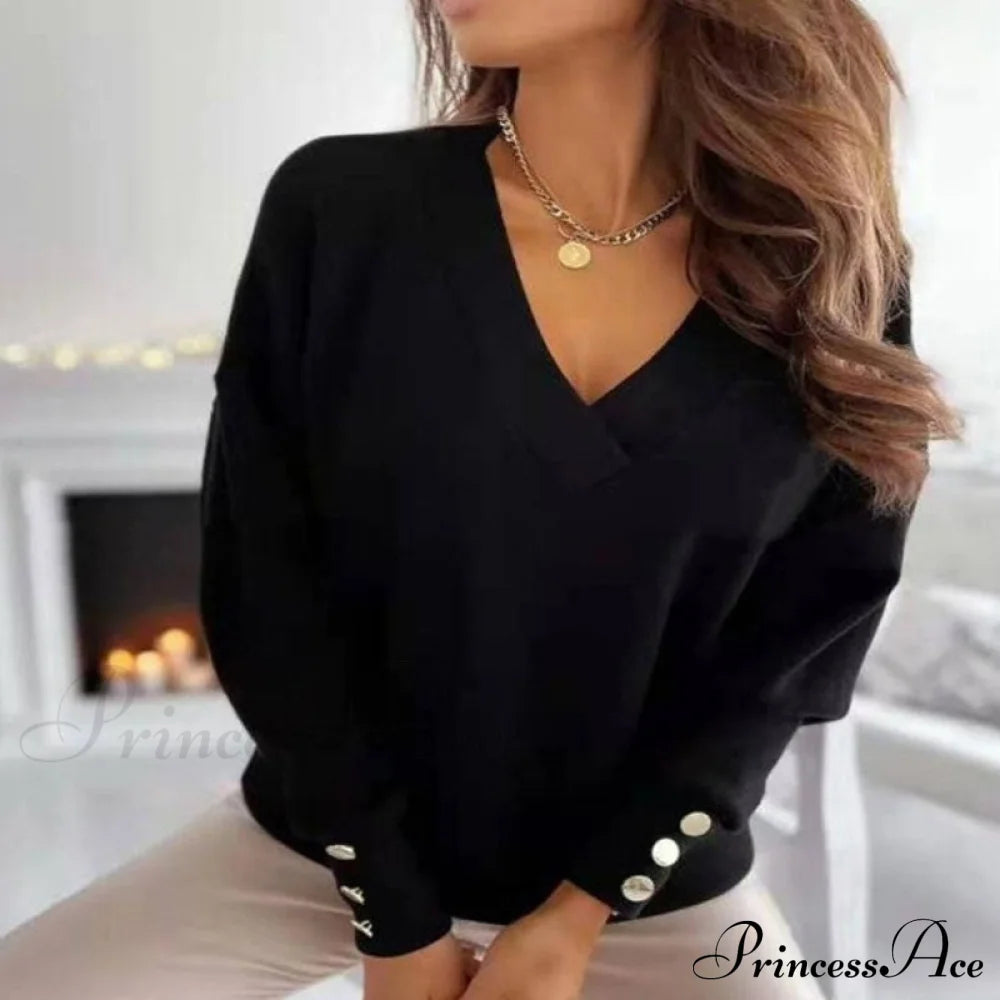 Casual Solid Colour Sweatshirt Black best Best Sellings clothes Sale tops Topseller