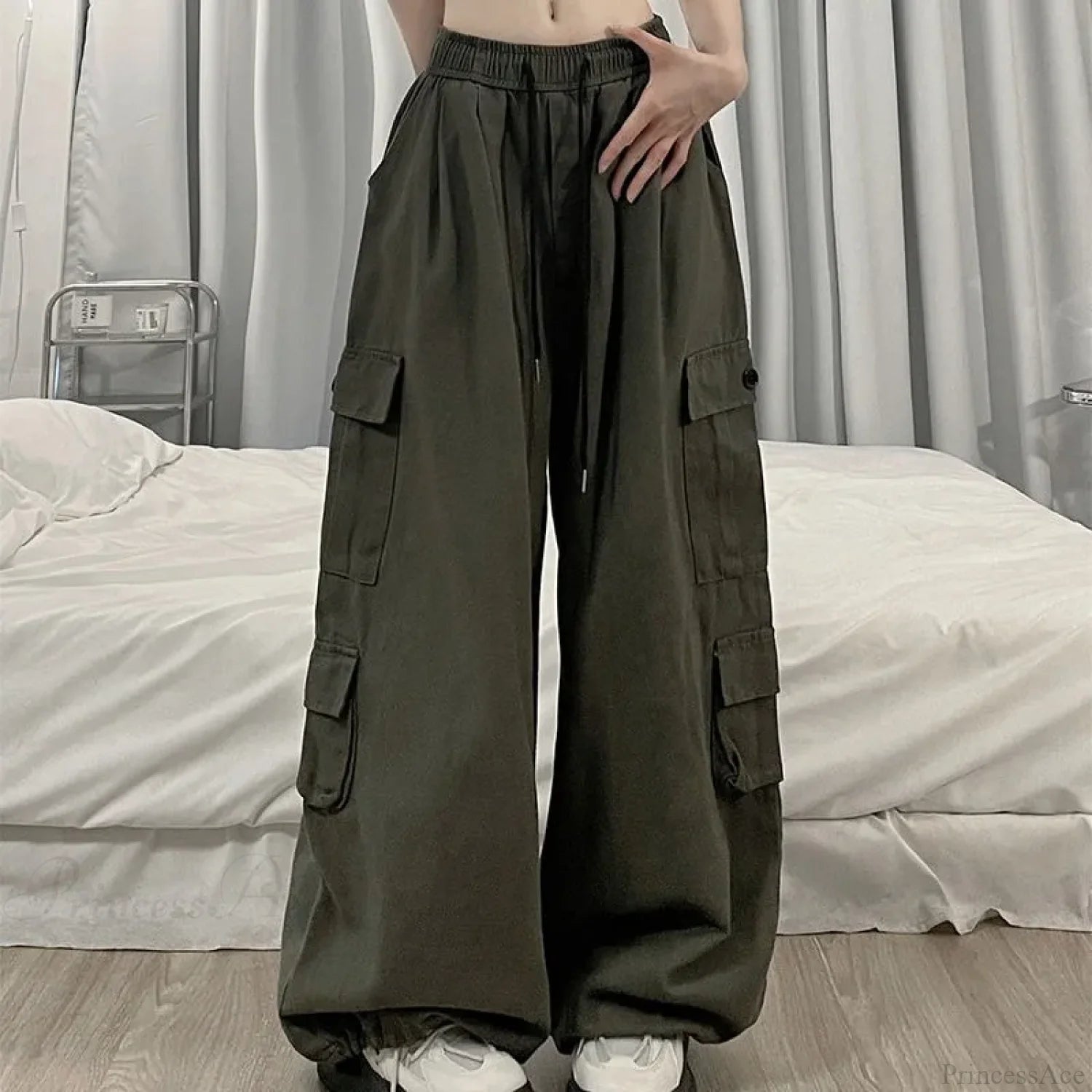 Casual Harajuku Y2K Cargo Pants Green / S