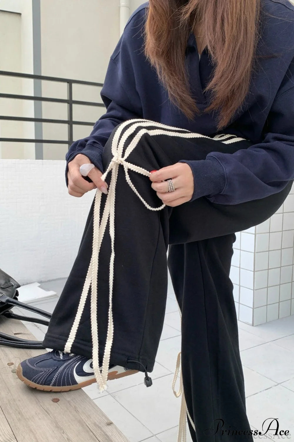 Casual High Waist Wide Leg Asymmetrical Pocket Pants