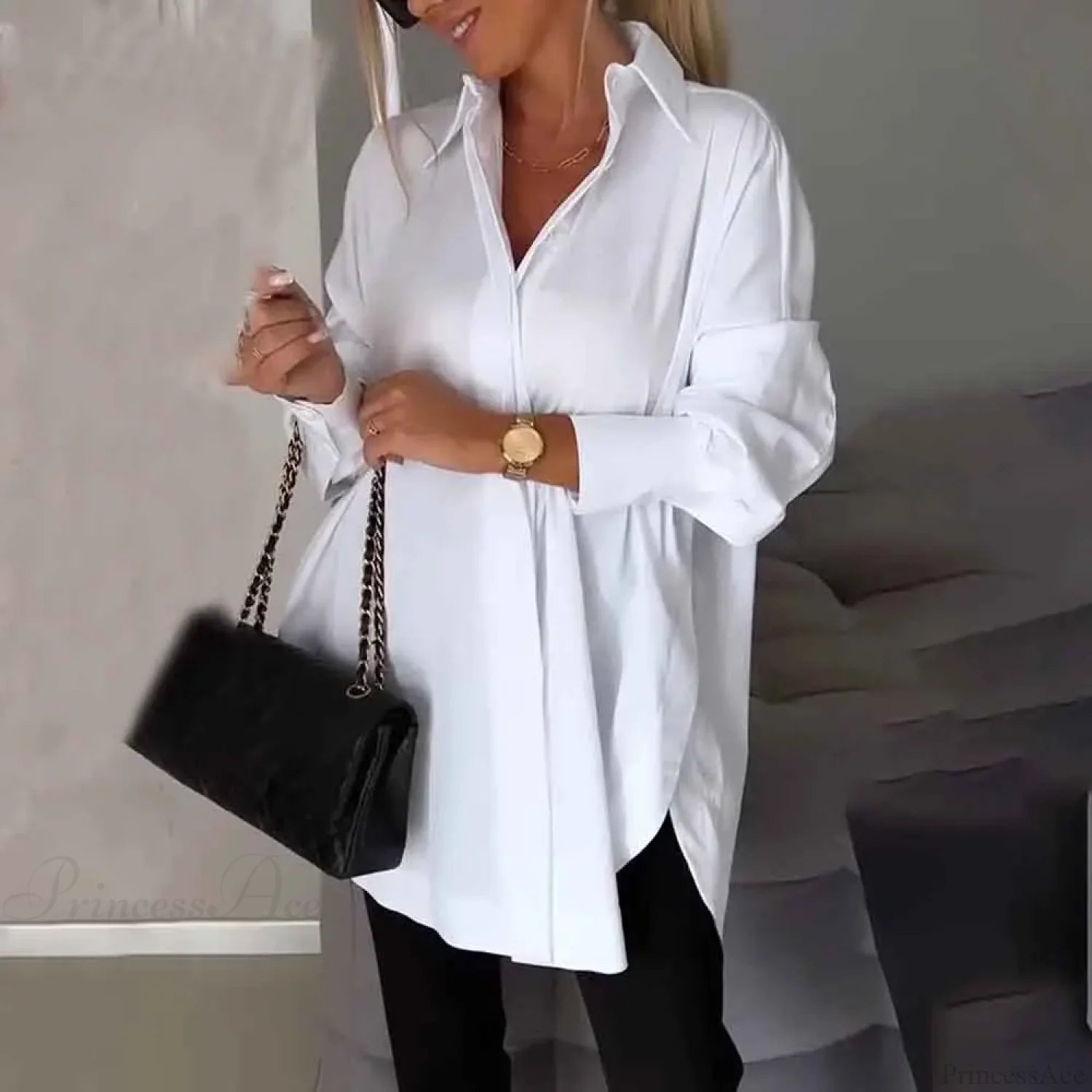 Casual Irregular Pullover Long Sleeve Blouse blouse-250126