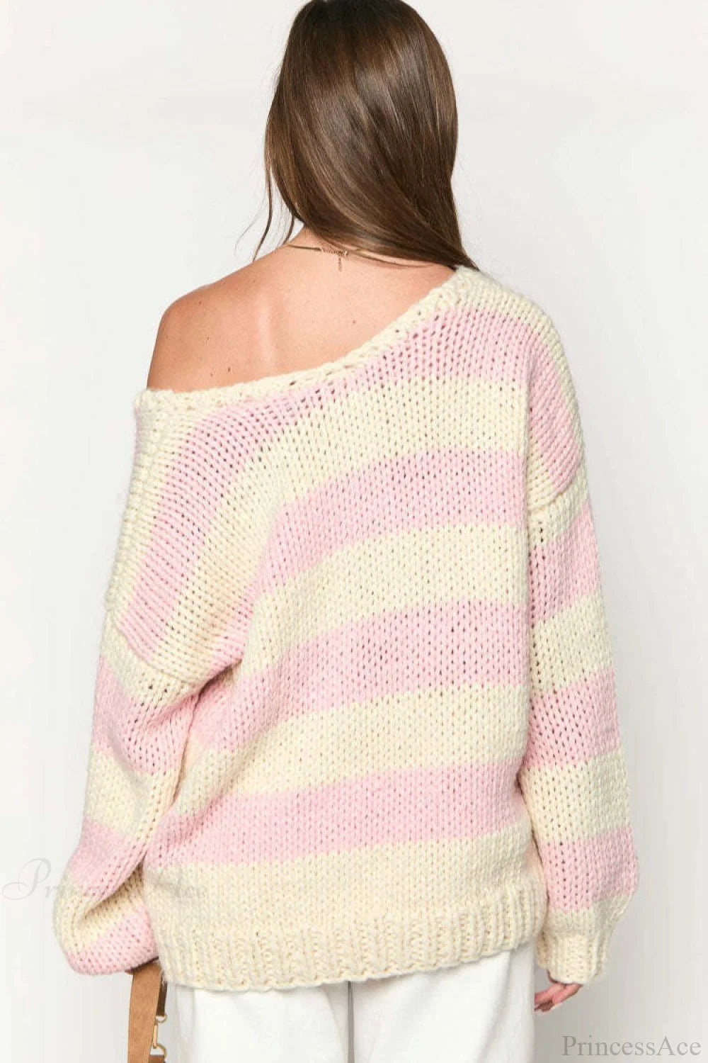 Casual Loose Off-Shoulder Striped Sweet Sweater