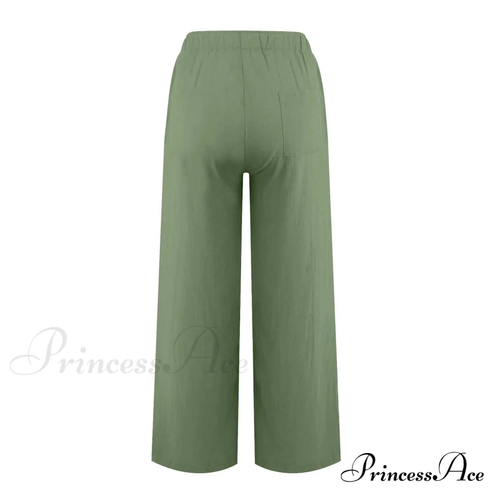 Casual Solid Drawstring Patchwork Low-Waisted Flare Spring Summer Pants