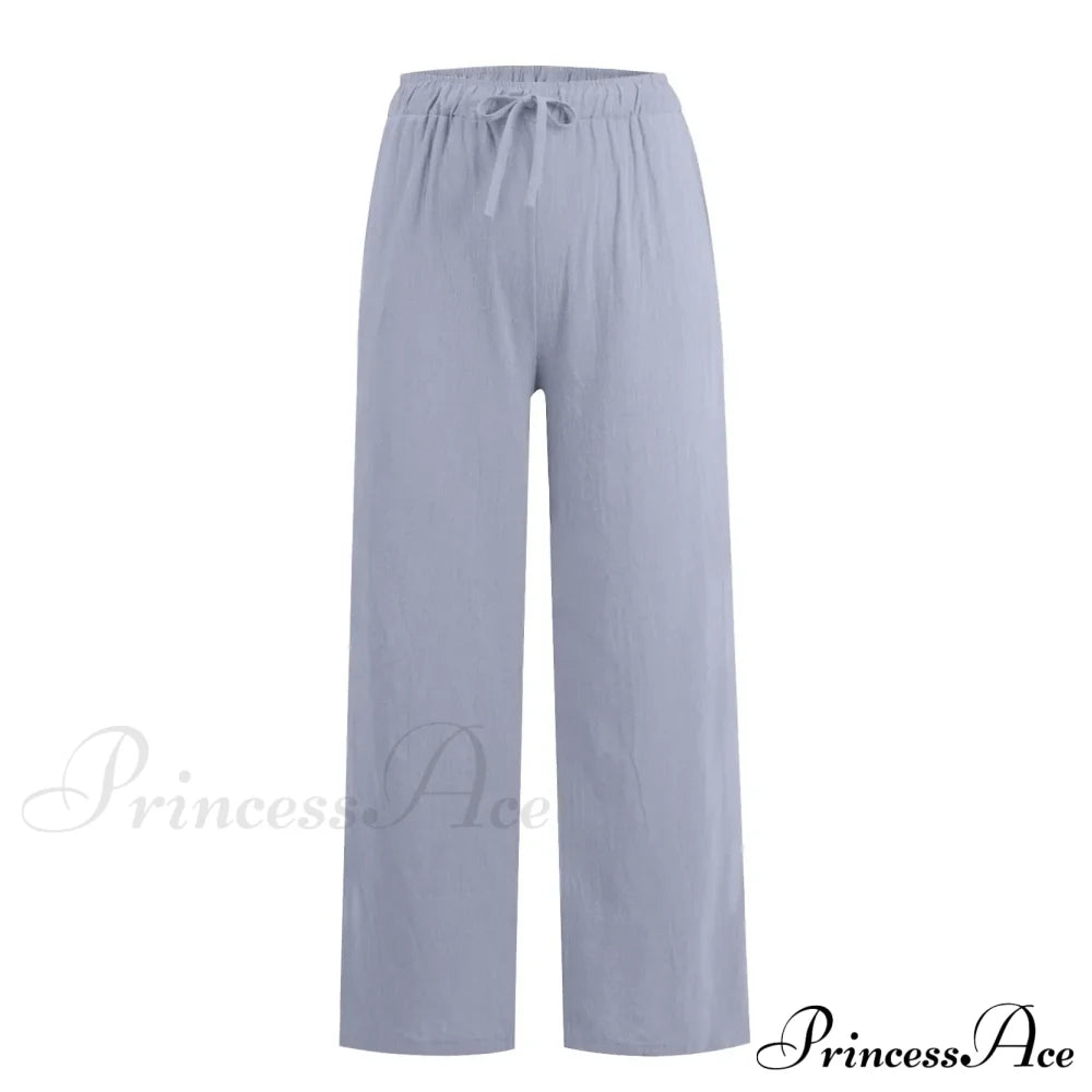 Casual Solid Drawstring Patchwork Low-Waisted Flare Spring Summer Pants