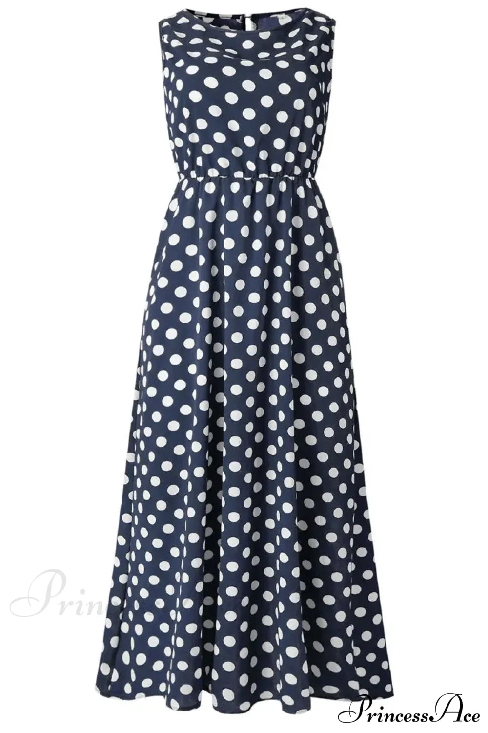 Casual Versatile Sleeveless Round Neck Polka Dot Boho Dress