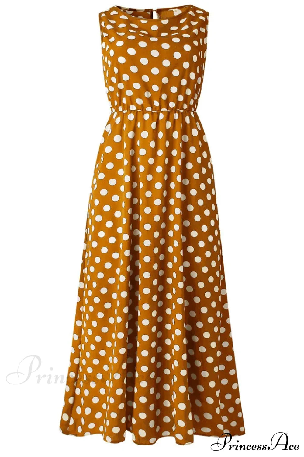 Casual Versatile Sleeveless Round Neck Polka Dot Boho Dress