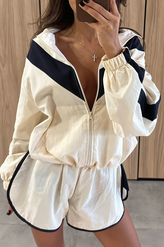 Chevron Colorblock Zip Pants Set