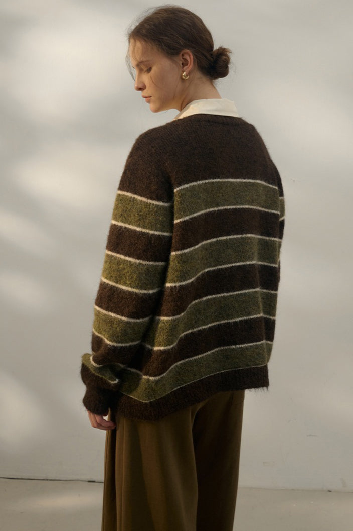 Relaxed Stripe Knit Cardigan