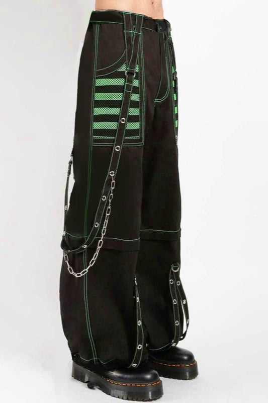 Gothic Wide Leg Cargo Jeans Green / S