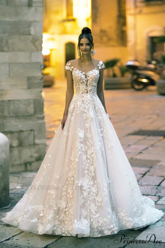 Robe de mariée trapèze gracieuse en dentelle Cecilia