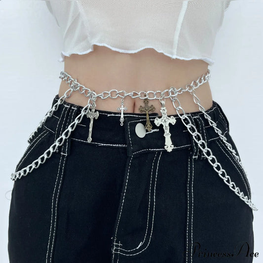 Chain Cross Pendant Waist Layered