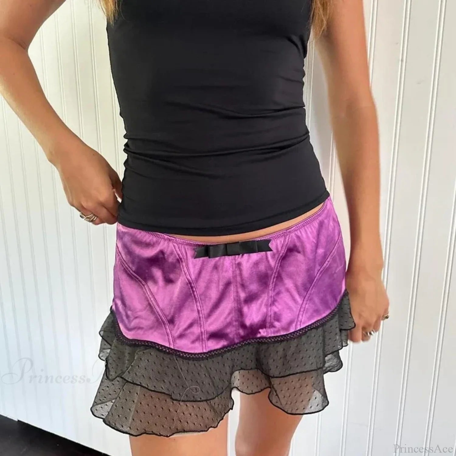 Cheetah Ruffled Hem Pencil Skirt purple / S skirts-250223