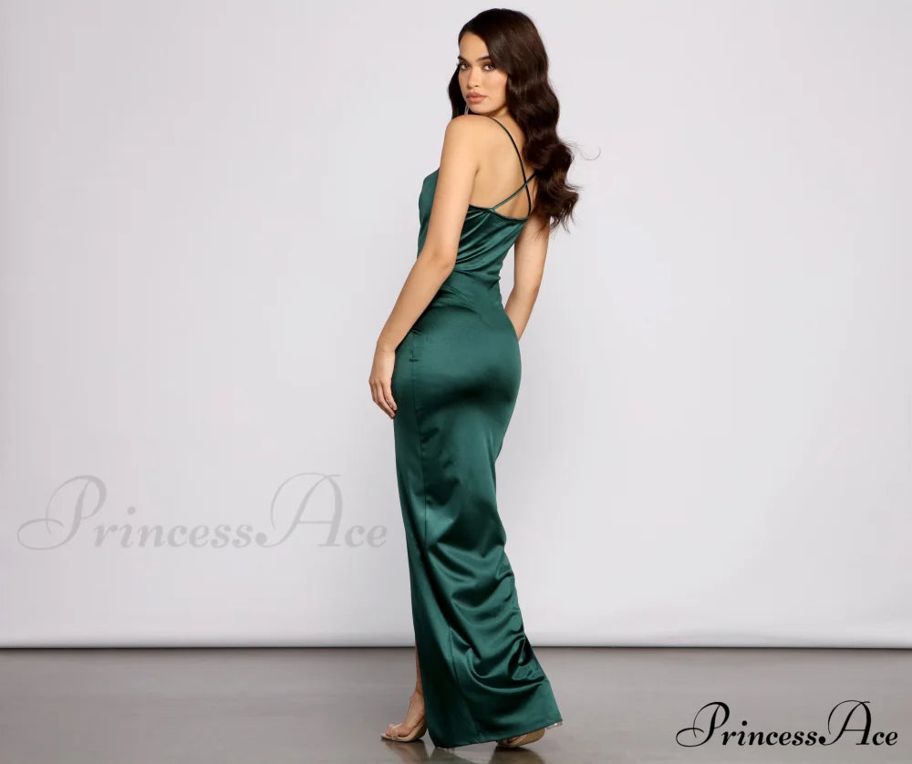 Chelsea Satin High Charming Slit Formal Dress S.o. Long Dresses