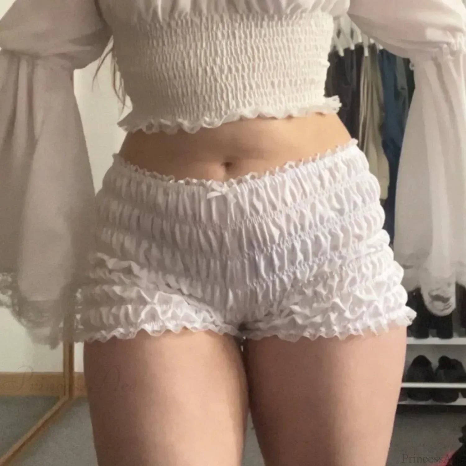 Cherry Print Ruffle Bloomer Short white2 / S short-250223