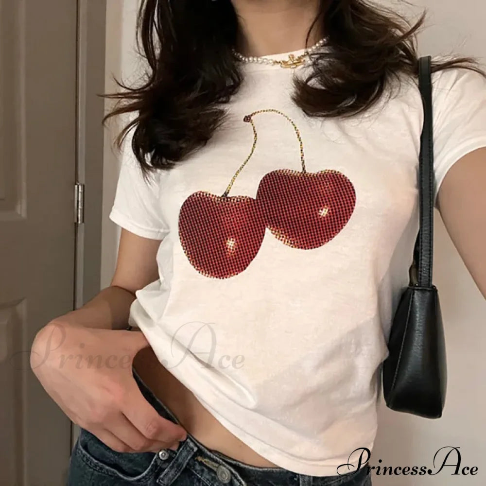 Cherry Print Stylish Graphic Tee