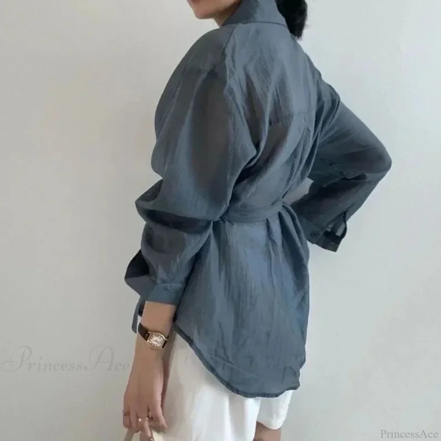 Chic Long Sleeve Solid Loose Sunscreen Blouse blouse-250126