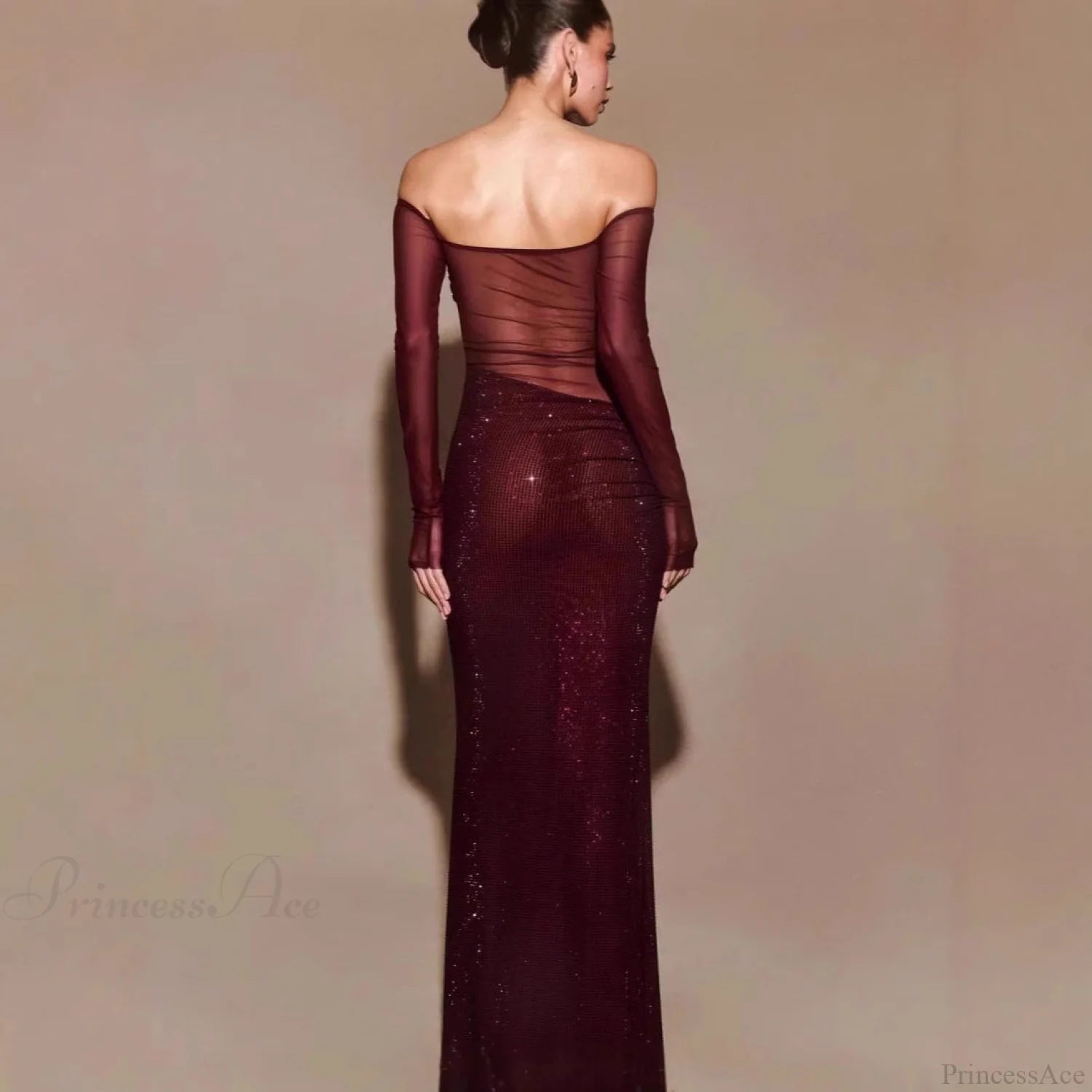 Chic One-Shoulder Rhinestone Fitted Prom Dress promdress-250223