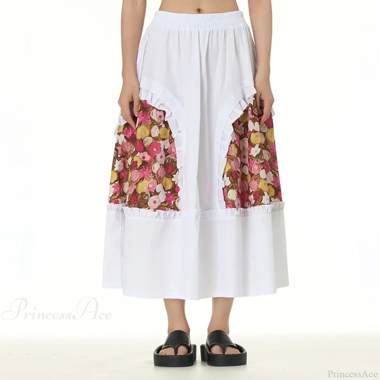 Chic Skirts All Matched Cotton Romantic Maxi High Waist Ruffled White / One Size
