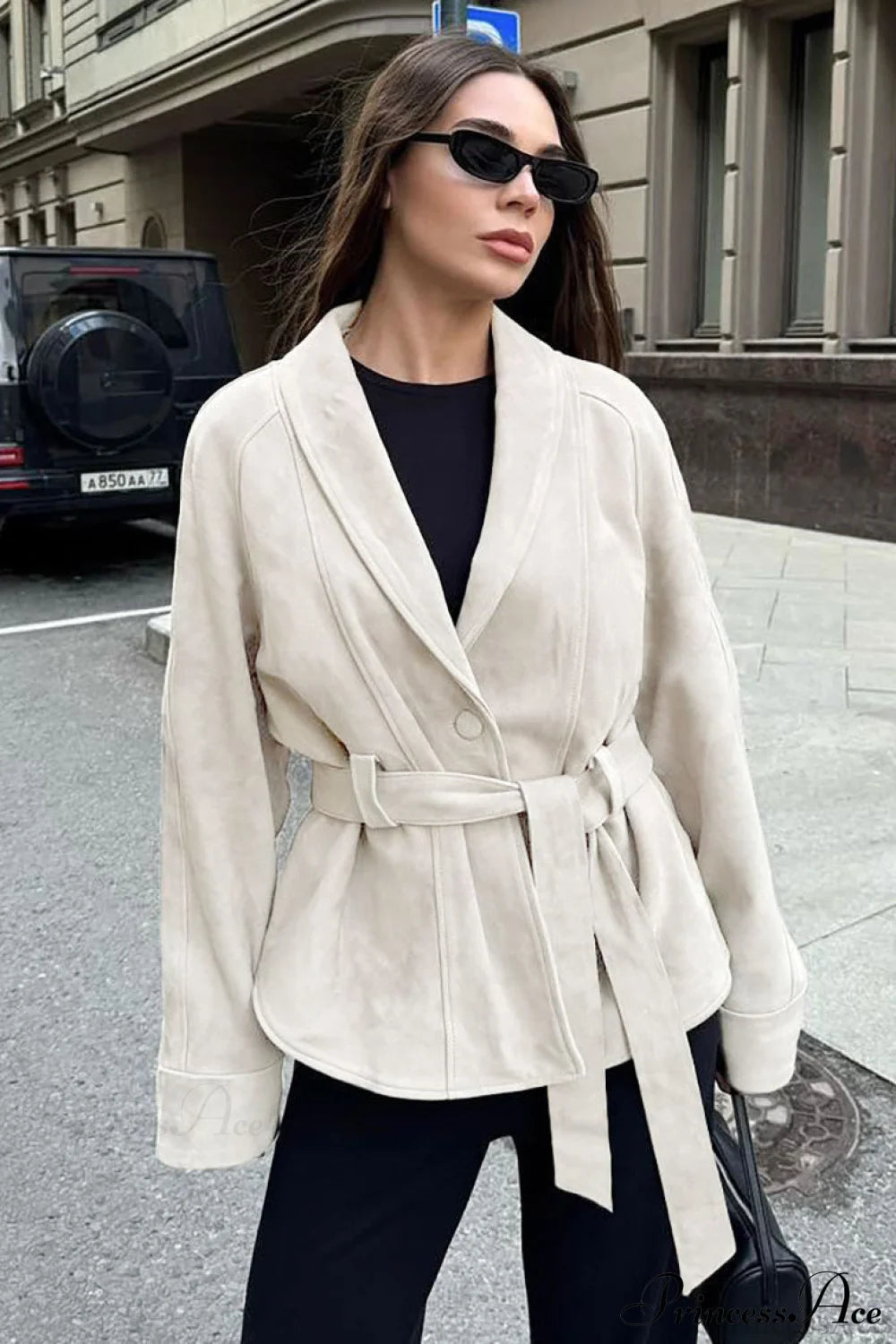 Chic Suede Long Sleeve Jacket Coat