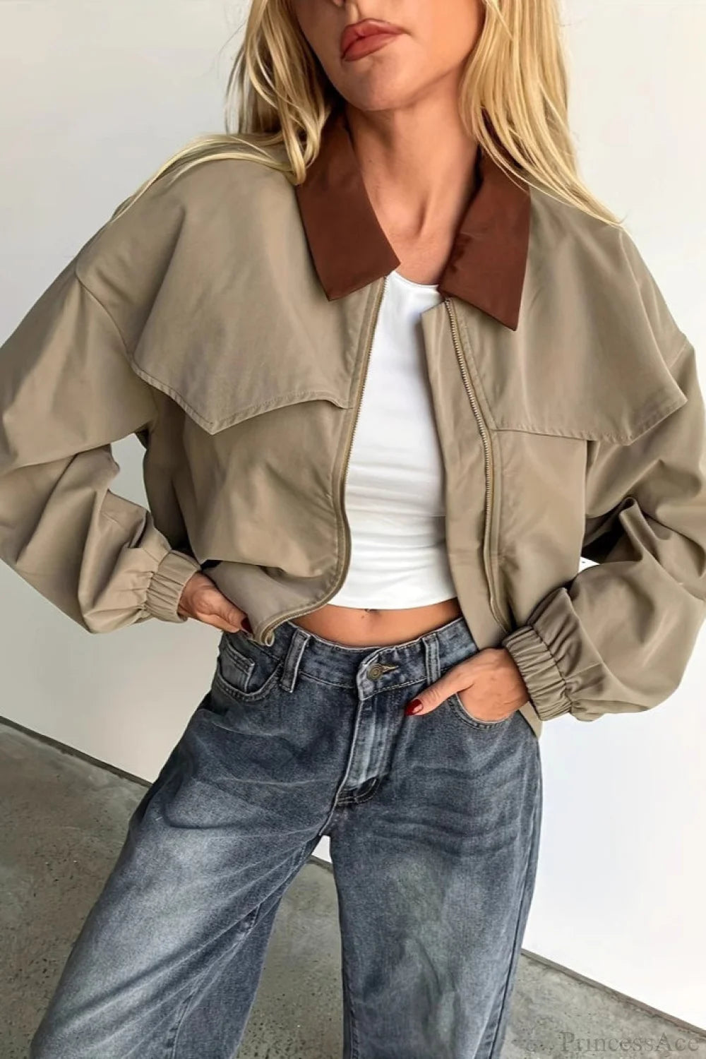 Chic Utility Casual Colorblock Jacket