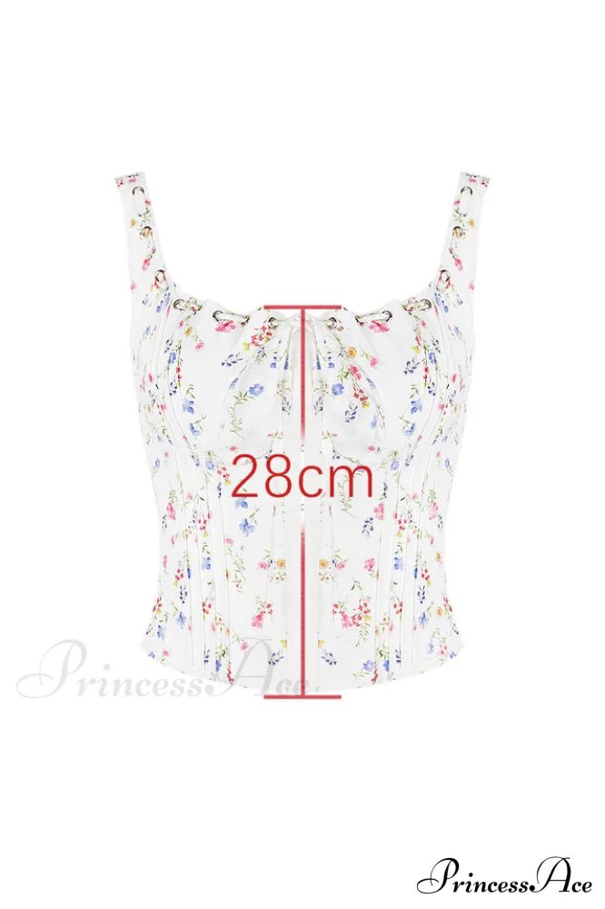 Chicca White Stylish Posy Print Top