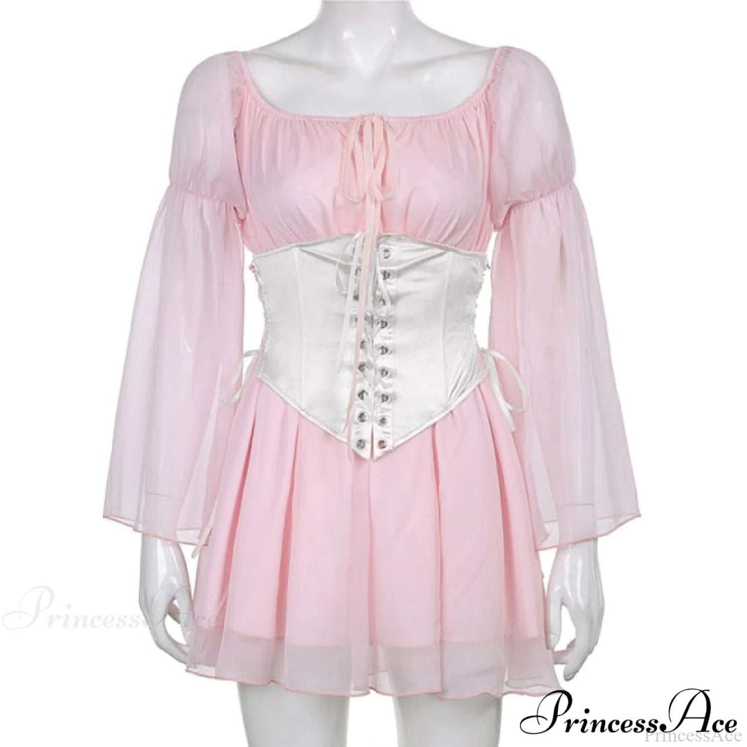 Chiffon Detachable Corset Puff Sleeve Mini Dresses Free From Label