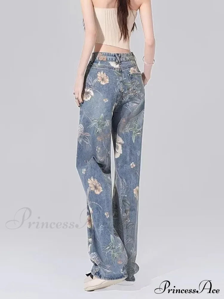 Children’s High Waist Straight Tube Loose Wide Leg Trendy Spliced With Old Zippers Jean