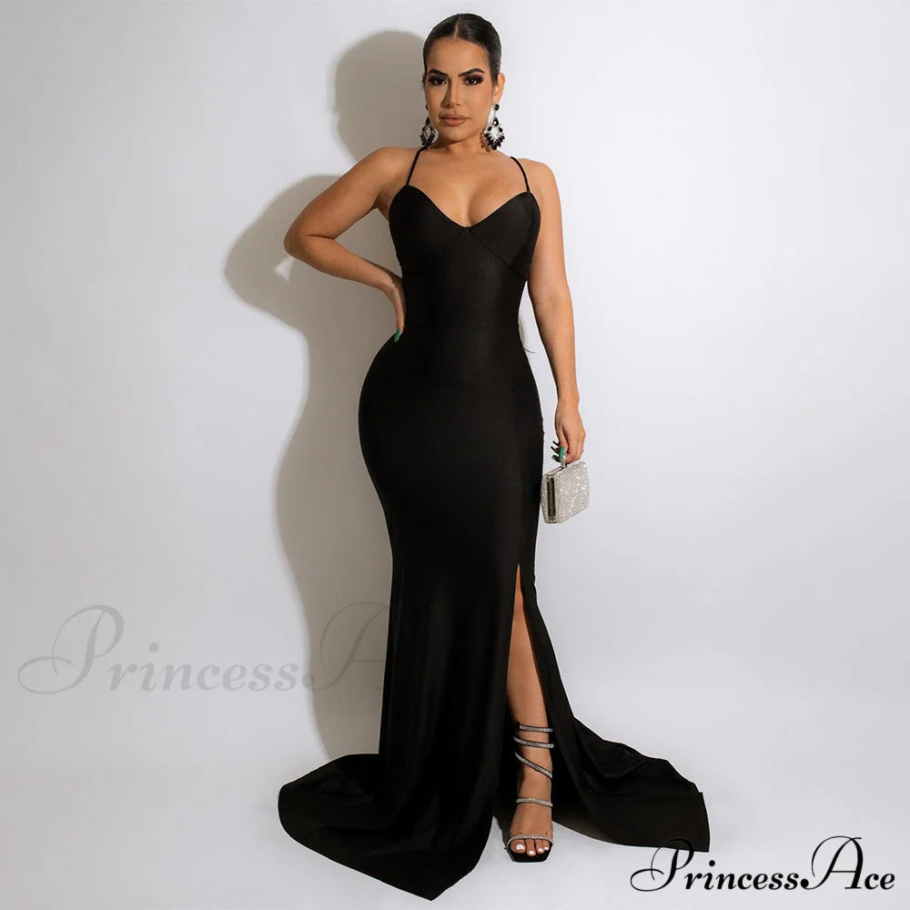 Chloe Lace-Up Stylish Back Formal Dress Black / S S.o. Long Dresses