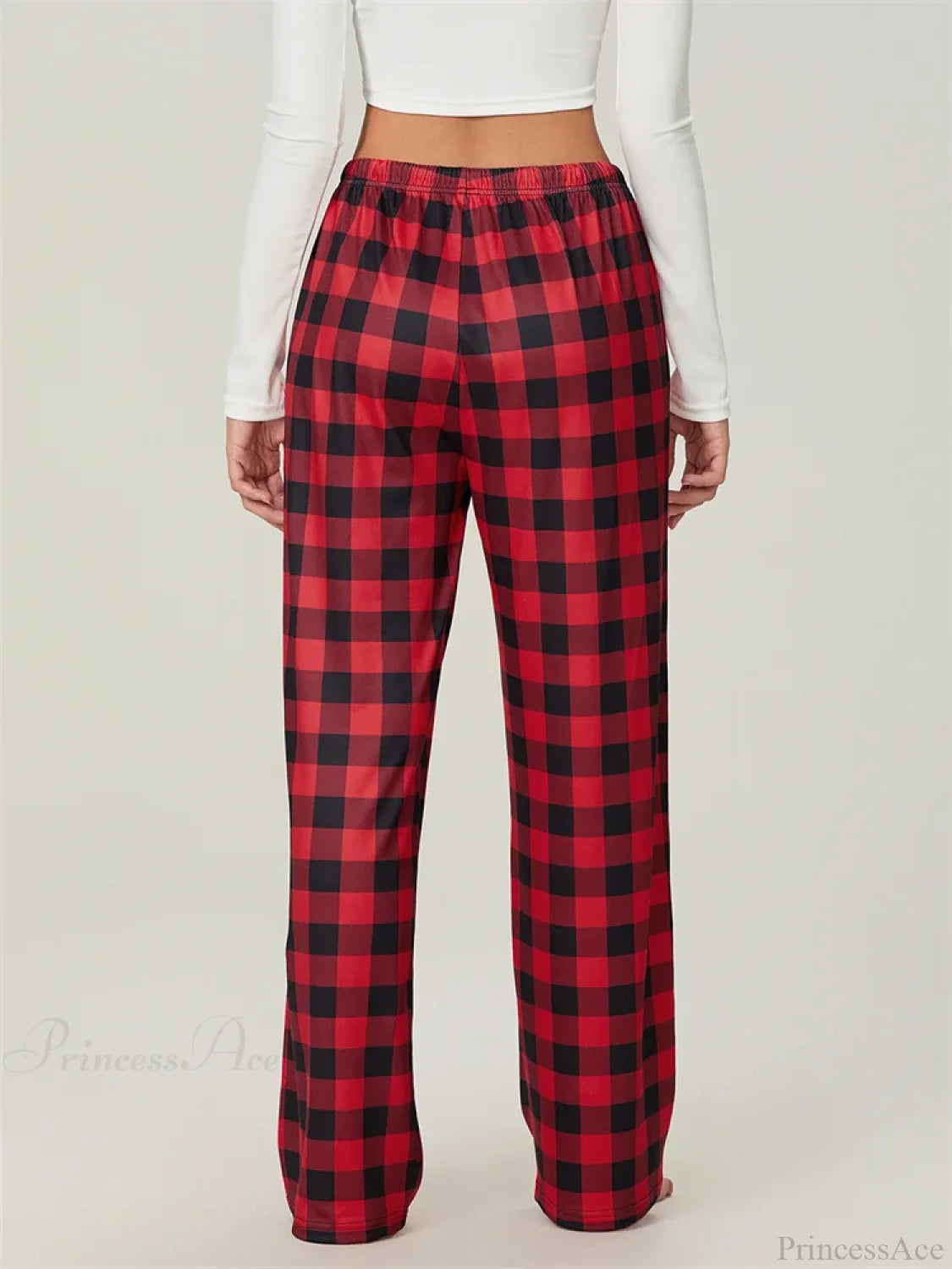 Christmas Plaid Print Lace-Up Elastic Sleep Pant pant-250223