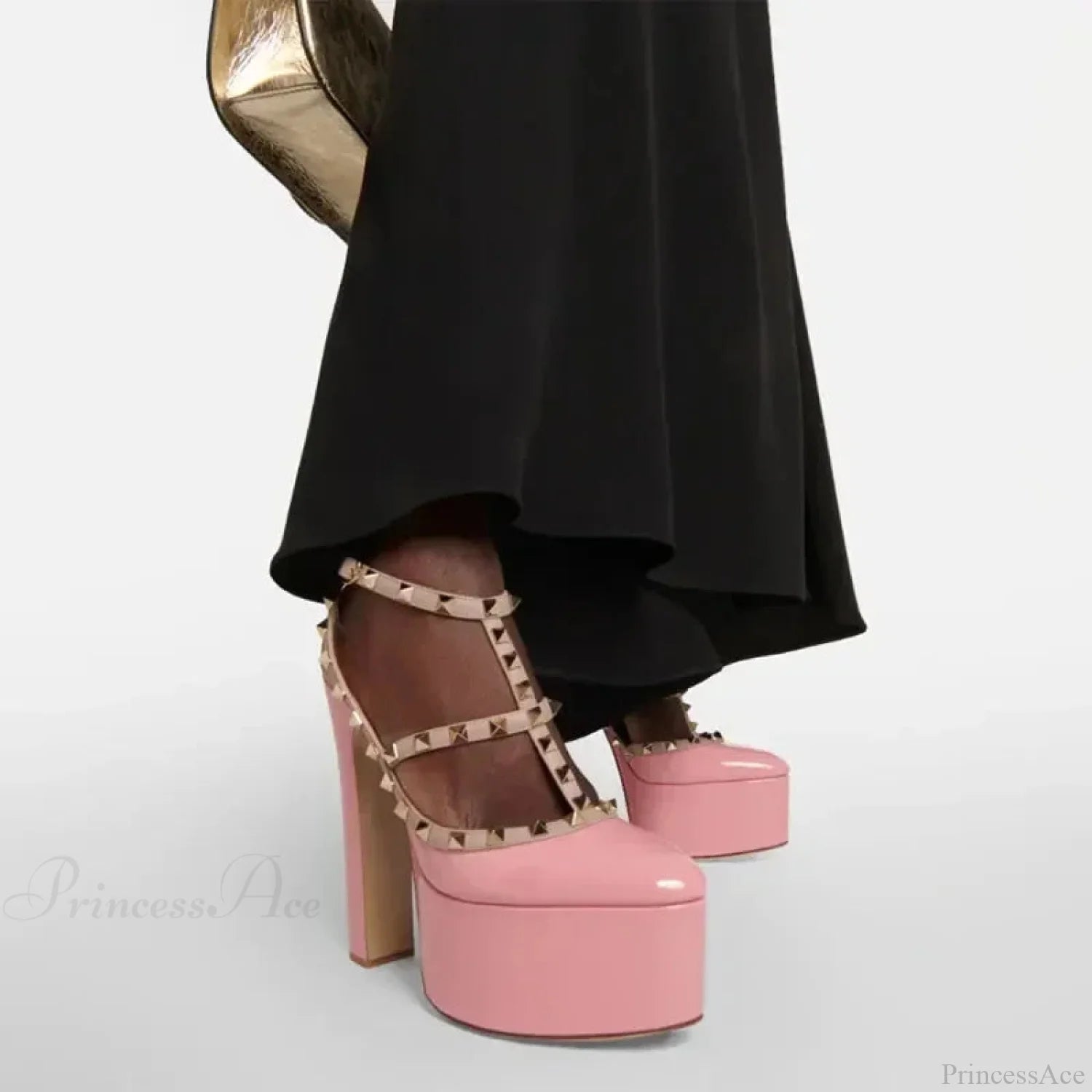 Chunky Sole Sandals Gothic Tall Heel pink / 34