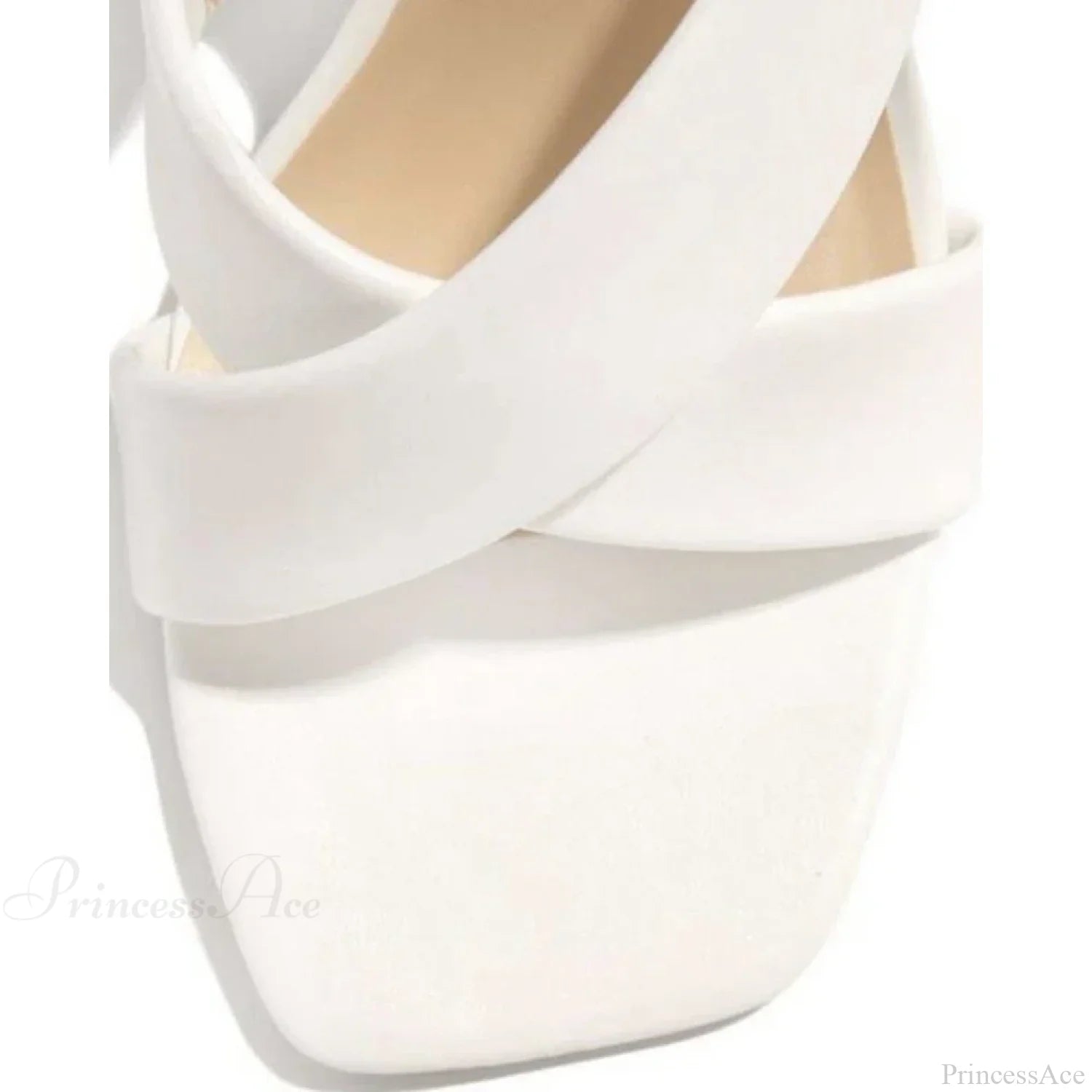 Cisscross High Heel Square Toe Pu Leather Sandals Summer Party Workwear Korean Style