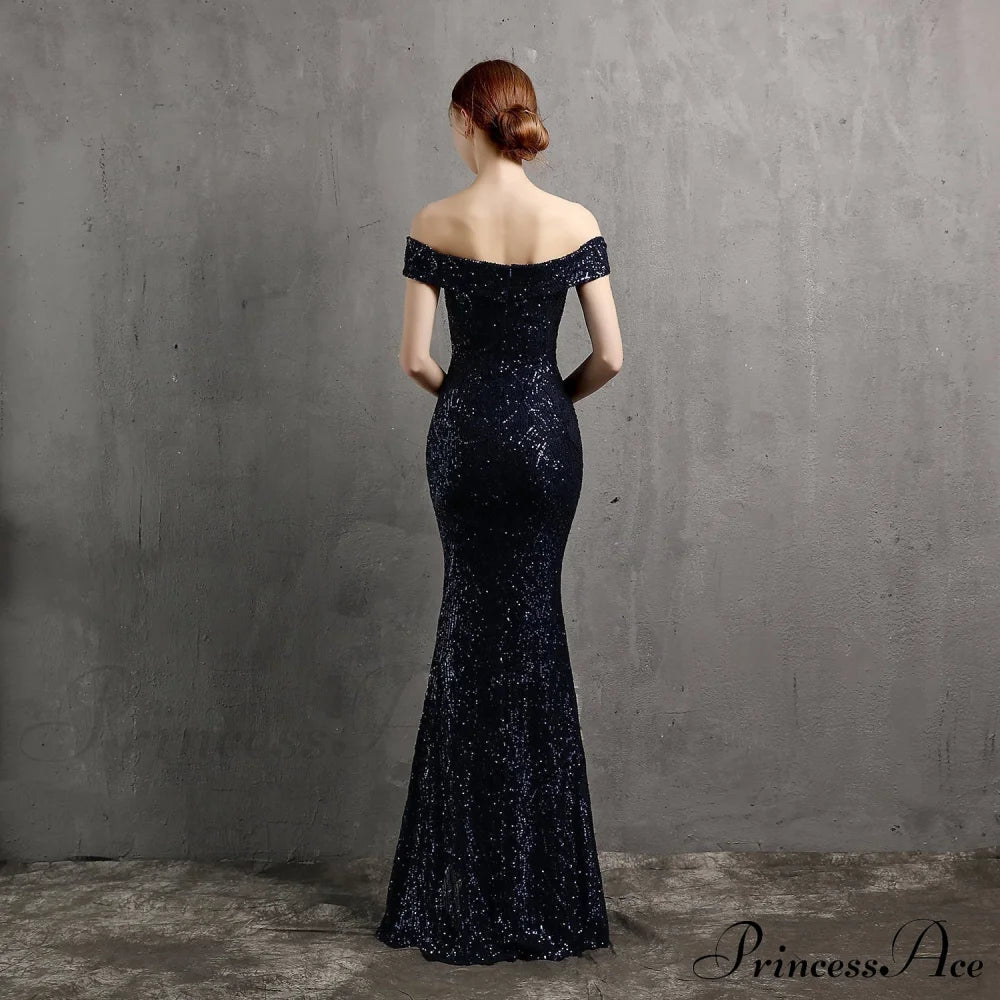 Clara Glitter Off The Graceful Shoulder Split Dress For Prom S.o. Long Dresses
