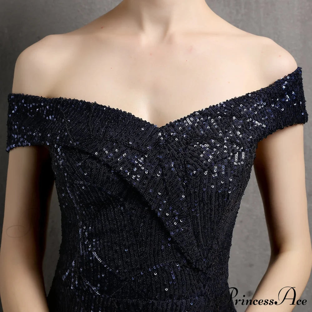 Clara Glitter Off The Graceful Shoulder Split Dress For Prom S.o. Long Dresses