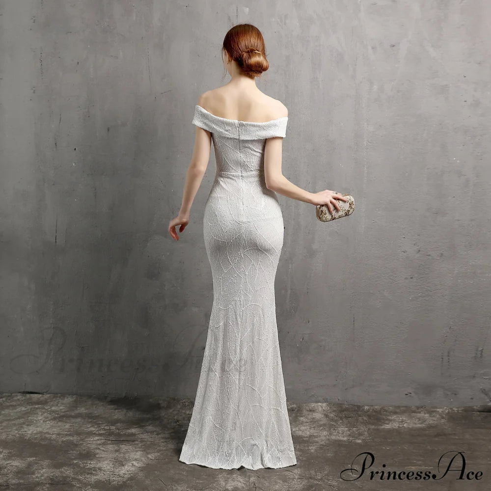 Clara Glitter Off The Graceful Shoulder Split Dress For Prom S.o. Long Dresses