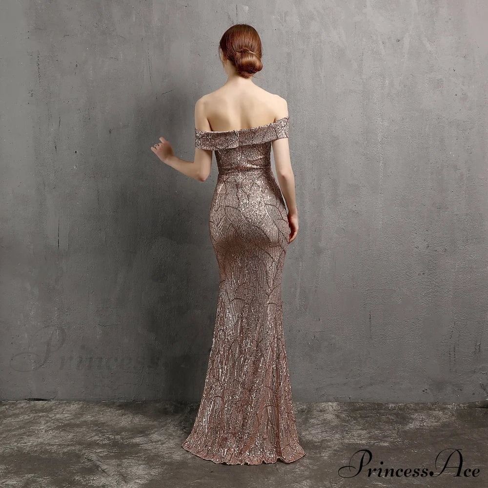 Clara Glitter Off The Graceful Shoulder Split Dress For Prom S.o. Long Dresses