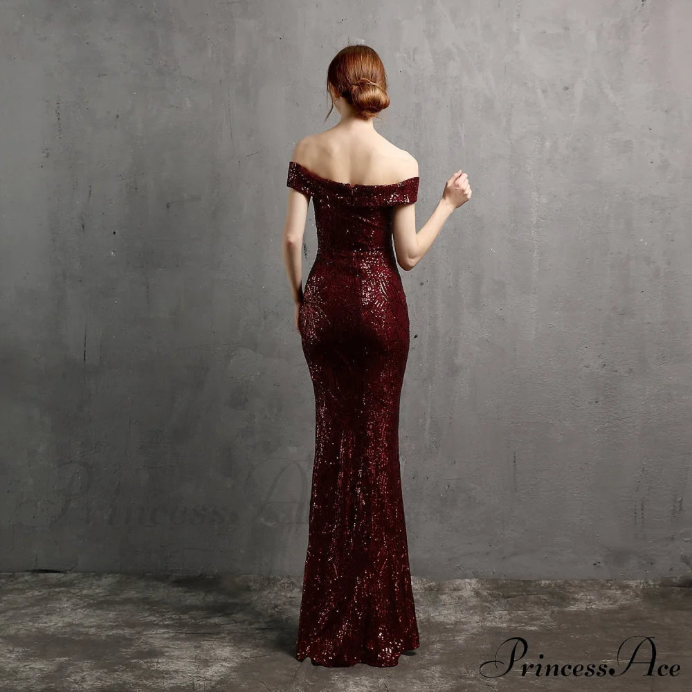 Clara Glitter Off The Graceful Shoulder Split Dress For Prom S.o. Long Dresses
