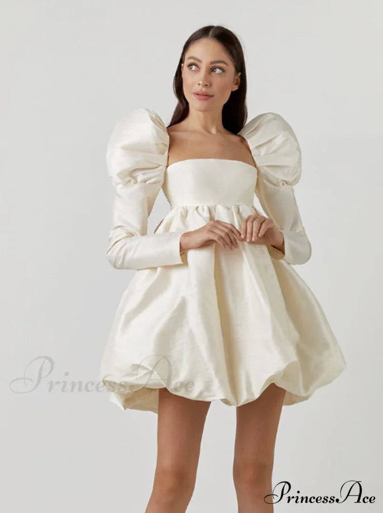 Classy Puff Sleeve Short Prom Dress - Ball Gown And Wedding S / Pink Dresses