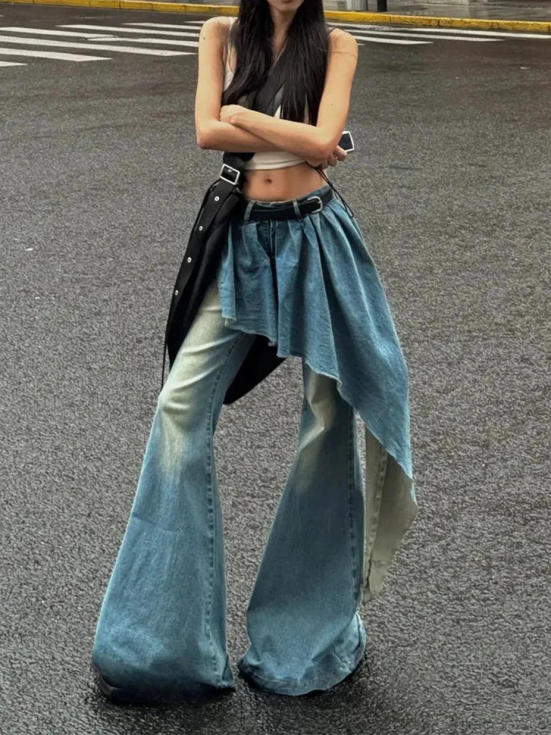 Cleaned Medieval Merging Flared Pant blue / S