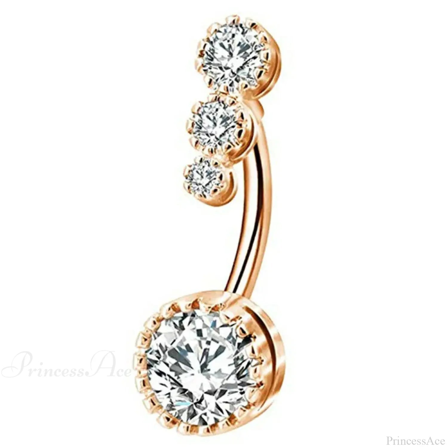 Clear Circular Medieval Surgical Belly Ring Rose Gold B