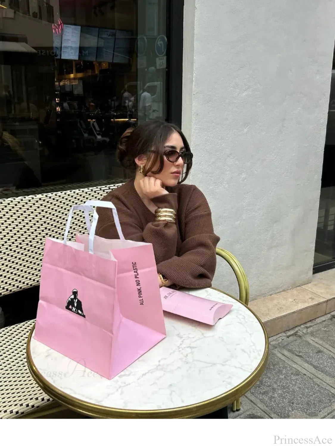 Coffee Color Round Neck Loose Cardigan